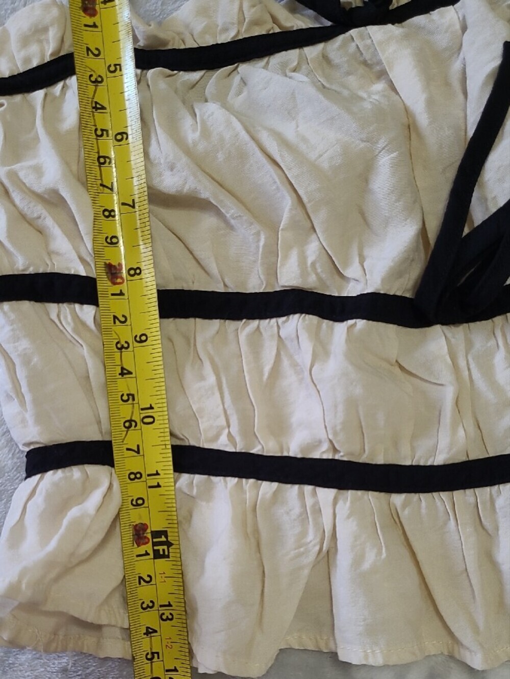 Beige Ruffle-Trim Tie-Front Cropped Camisole - Picture 9 of 11